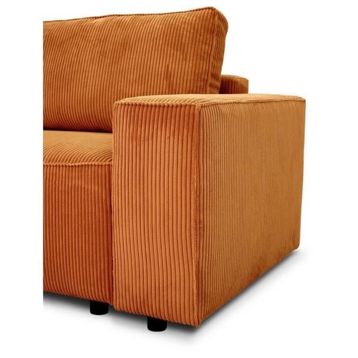 Canapé fixe 4 places - JOSH - Velours cotelé terracotta - 241 x 86 x 88 cm Canapé fixe 4 places - JOSH - Velours cotelé terracotta - 241 x 86 x 88 cm