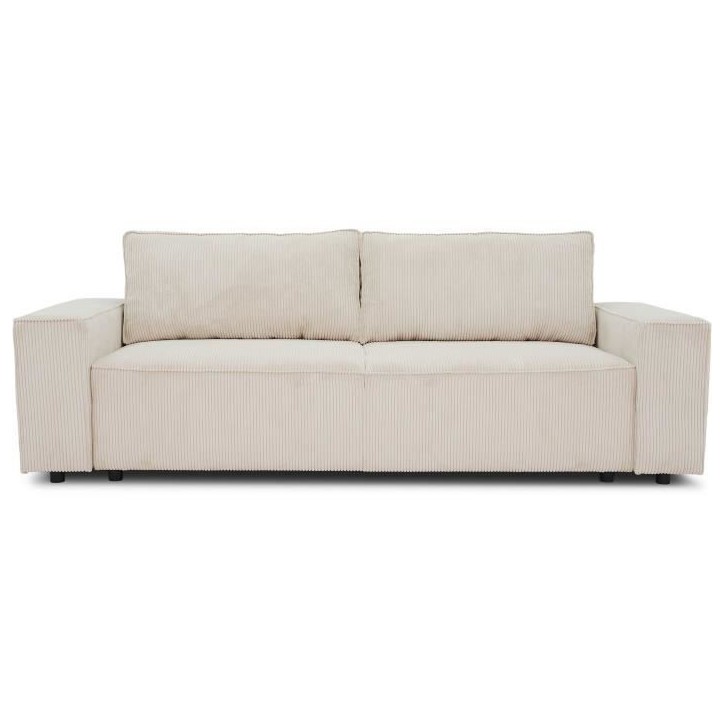 Canapé fixe 4 places - JOSH - Velours cotelé perle - 241 x 86 x 88 cm Canapé fixe 4 places - JOSH - Velours cotelé perle - 241 x 86 x 88 cm
