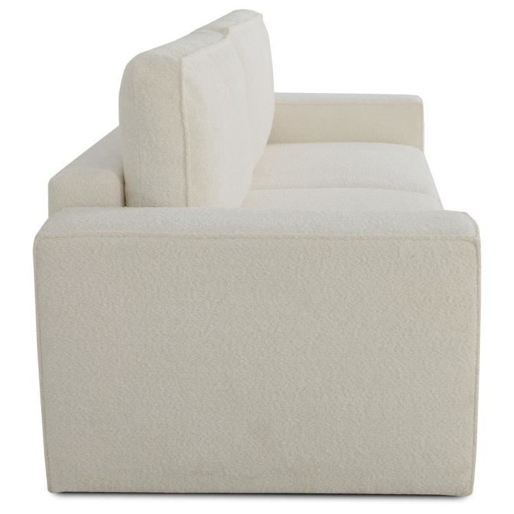 Canapé convertible 3 places - JOSH - Tissu bouclette Creme - Coffre de rangement - 239 x 86 x 85 cm