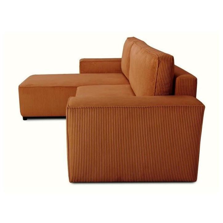 Canapé d'angle convertible réversible - 4 places - JOSH - Tissu velours cotelé - Terracotta - Coffre - 242 x 155 x 86 cm Canapé d'angle convertible réversible - 4 places - JOSH - Tissu velours cotelé - Terracotta - Coffre - 242 x 155 x 86 cm
