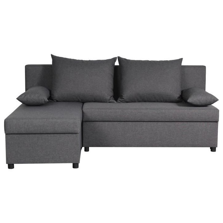 Canapé d'angle réversible – Tissu Gris – L 192 x P 143 x H 79 cm – JOSS - Fabriqué en Ukraine Canapé d'angle réversible – Tissu Gris – L 192 x P 143 x H 79 cm – JOSS - Fabriqué en Ukraine
