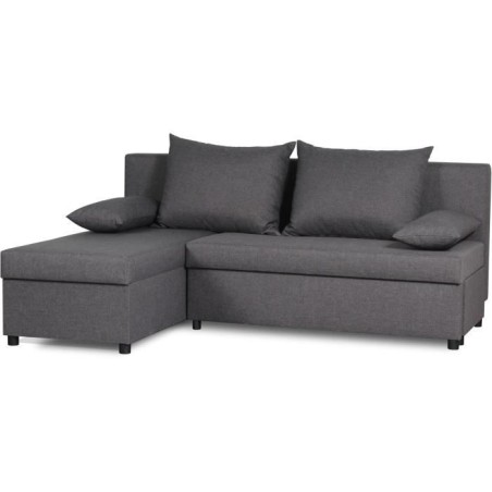 Canapé d'angle réversible – Tissu Gris – L 192 x P 143 x H 79 cm – JOSS - Fabriqué en Ukraine