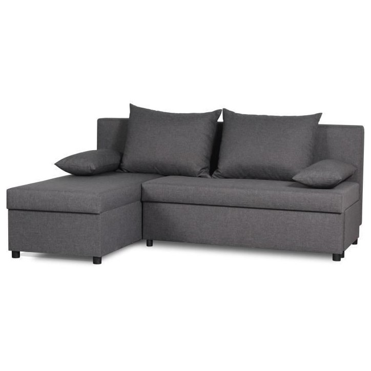 Canapé d'angle réversible – Tissu Gris – L 192 x P 143 x H 79 cm – JOSS - Fabriqué en Ukraine Canapé d'angle réversible – Tissu Gris – L 192 x P 143 x H 79 cm – JOSS - Fabriqué en Ukraine