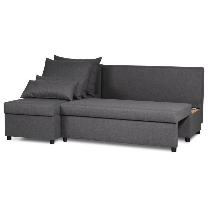 Canapé d'angle réversible – Tissu Gris – L 192 x P 143 x H 79 cm – JOSS - Fabriqué en Ukraine Canapé d'angle réversible – Tissu Gris – L 192 x P 143 x H 79 cm – JOSS - Fabriqué en Ukraine