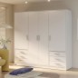 Armoire 4 portes battantes + 6 tiroirs - Bois aggloméré - Blanc mat - L 206,5 x P 60 x H 200 cm - JUPITER