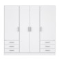 Armoire 4 portes battantes + 6 tiroirs - Bois aggloméré - Blanc mat - L 206,5 x P 60 x H 200 cm - JUPITER