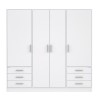 Armoire 4 portes battantes + 6 tiroirs - Bois aggloméré - Blanc mat