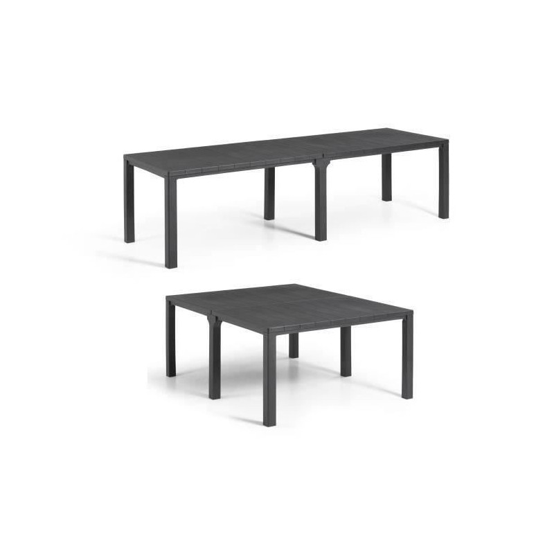 Table de jardin - Rectangulaire - Coloris : gris graphite - En résine