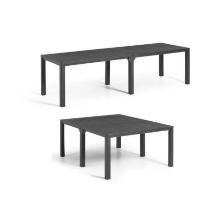Table de jardin - Rectangulaire - Coloris : gris graphite - En résine