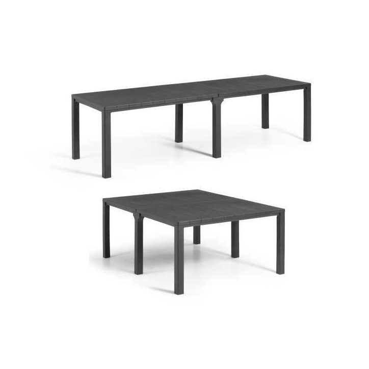 Table de jardin - Rectangulaire - Coloris : gris graphite - En résine - Modulable 3 en 1 - JULIE DOUBLE - Allibert by KETER Table de jardin - Rectangulaire - Coloris : gris graphite - En résine - Modulable 3 en 1 - JULIE DOUBLE - Allibert by KETER