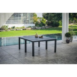 Table de jardin - Rectangulaire - Coloris : gris graphite - En résine