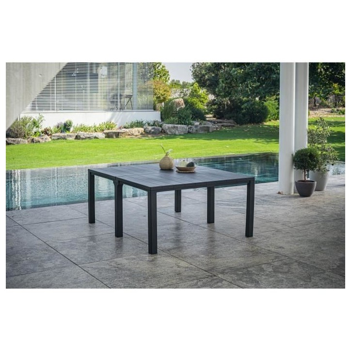 Table de jardin - Rectangulaire - Coloris : gris graphite - En résine - Modulable 3 en 1 - JULIE DOUBLE - Allibert by KETER Table de jardin - Rectangulaire - Coloris : gris graphite - En résine - Modulable 3 en 1 - JULIE DOUBLE - Allibert by KETER