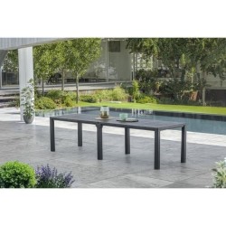 Table de jardin - Rectangulaire - Coloris : gris graphite - En résine