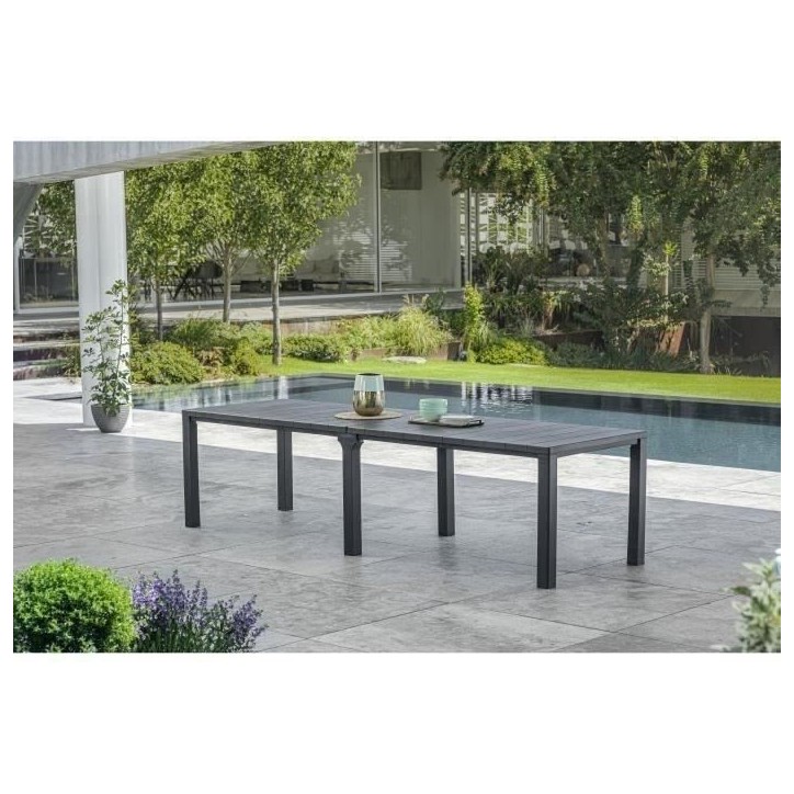Table de jardin - Rectangulaire - Coloris : gris graphite - En résine - Modulable 3 en 1 - JULIE DOUBLE - Allibert by KETER Table de jardin - Rectangulaire - Coloris : gris graphite - En résine - Modulable 3 en 1 - JULIE DOUBLE - Allibert by KETER