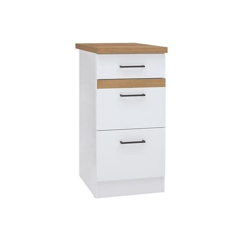 JUNONA Meuble bas de cuisine 40 cm - 3 tiroirs + plan de travail - Bla JUNONA Meuble bas de cuisine 40 cm - 3 tiroirs + plan de travail - Bla
