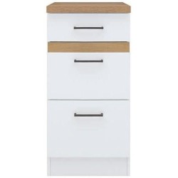 JUNONA Meuble bas de cuisine 40 cm - 3 tiroirs + plan de travail - Bla