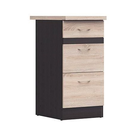 JUNONA Meuble bas de cuisine 40 cm - 3 tiroirs - Plan de travail - Che