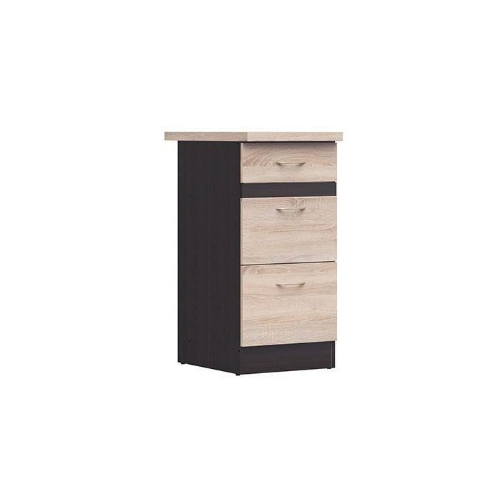 JUNONA Meuble bas de cuisine 40 cm - 3 tiroirs - Plan de travail - Chene sonoma JUNONA Meuble bas de cuisine 40 cm - 3 tiroirs - Plan de travail - Chene sonoma