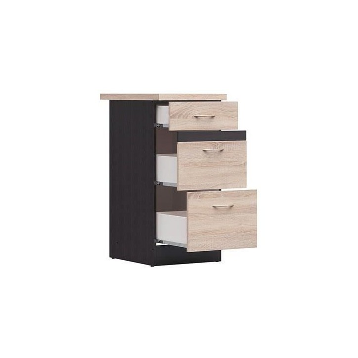 JUNONA Meuble bas de cuisine 40 cm - 3 tiroirs - Plan de travail - Chene sonoma JUNONA Meuble bas de cuisine 40 cm - 3 tiroirs - Plan de travail - Chene sonoma