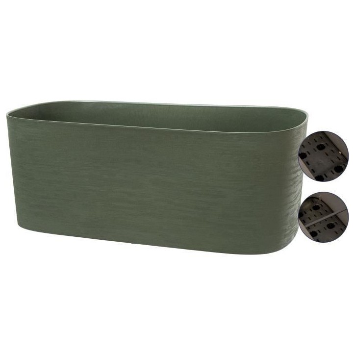 Jardiniere + réserve eau - GARDEN ID Respect - Vert de gris 50 x 17 cm - 100% déchets ménagers - 100% recyclable