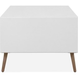Table basse - ARONA - Rectangulaire - Blanc / Chene artisan - 94 x 40