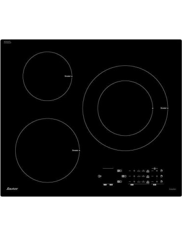 Table de cuisson induction SAUTER - 3 zones - 7200W - L60 x P52 cm - SPI5361B - Revetement verre - Noir
