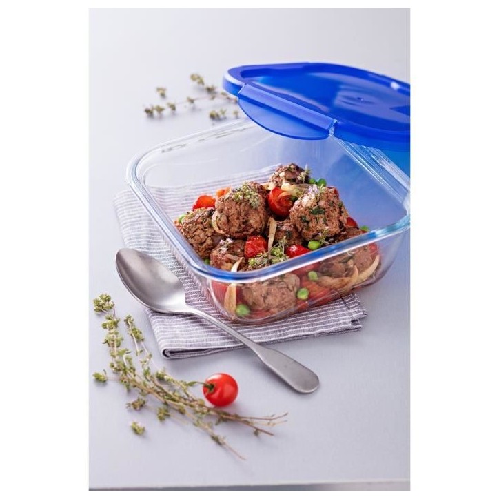 Boîte carrée avec couvercle - PYREX - 1451030 - 16 x 16 cm -800 ml - Cook & Go - Base en verre borosilicate Boîte carrée avec couvercle - PYREX - 1451030 - 16 x 16 cm -800 ml - Cook & Go - Base en verre borosilicate