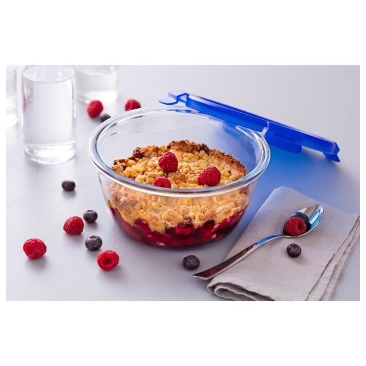 Boîte ronde avec couvercle - PYREX - 1451034 - 20 cm - 1,6 L - Cook & Go - Base en verre borosilicate