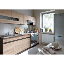 JUNONA Cuisine complete 2m40 - 7 éléments - Décor chene sonoma - pl