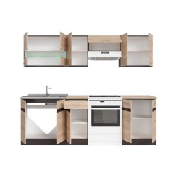 JUNONA Cuisine complete 2m40 - 7 éléments - Décor chene sonoma - pl