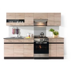 JUNONA Cuisine complete 2m40 - 7 éléments - Décor chene sonoma - pl
