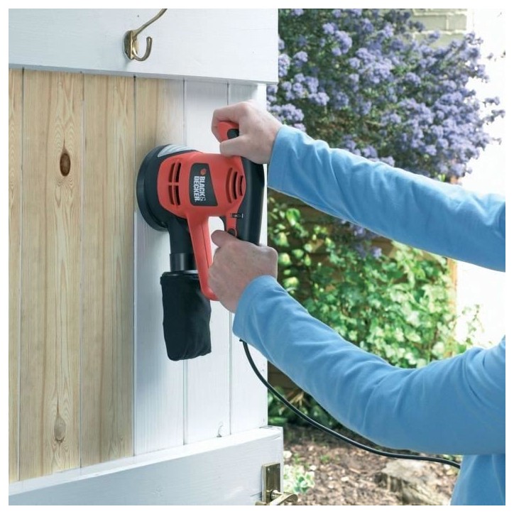 Ponceuse excentrique filaire - BLACK+DECKER - KA191EK-QS - 480W - 125mm - 3 abrasifs + malette