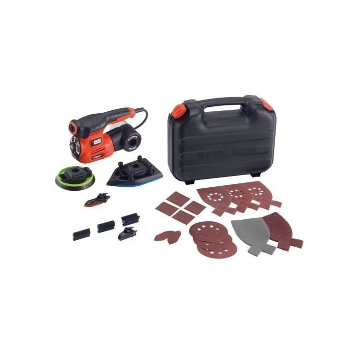 Kit multiponceuse filaire - BLACK+DECKER - KA280K-QS - 220W - 3 adaptateurs - 17 abrasifs - coffret Kit multiponceuse filaire - BLACK+DECKER - KA280K-QS - 220W - 3 adaptateurs - 17 abrasifs - coffret