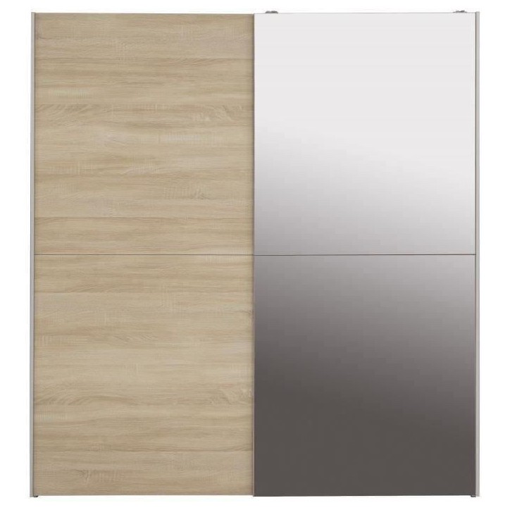 Armoire 2 portes coulissantes avec miroir - Chene sonoma - L 170,3 x P 61,2 x H 190,5 cm - ULOS Armoire 2 portes coulissantes avec miroir - Chene sonoma - L 170,3 x P 61,2 x H 190,5 cm - ULOS