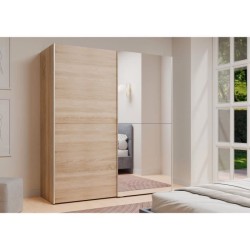 Armoire 2 portes coulissantes avec miroir - Chene sonoma - L 170,3 x P