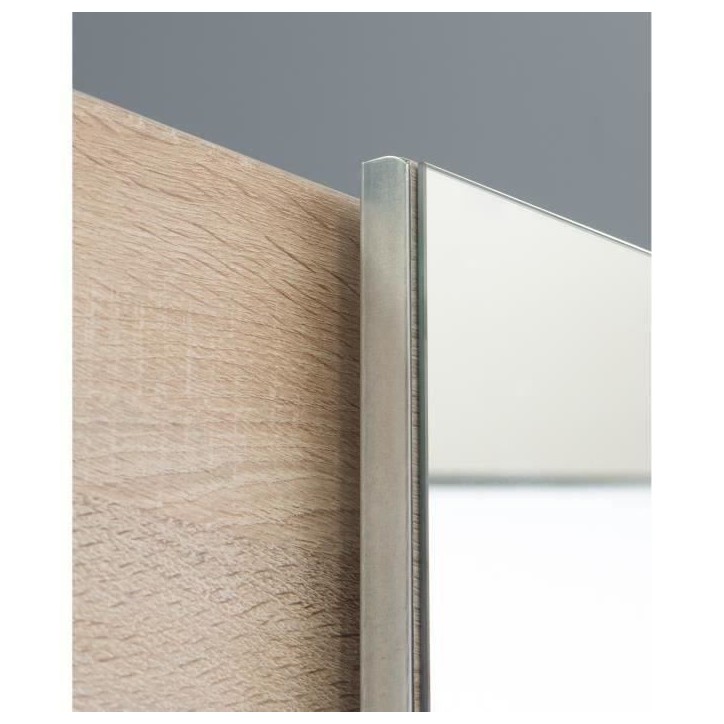 Armoire 2 portes coulissantes avec miroir - Chene sonoma - L 170,3 x P 61,2 x H 190,5 cm - ULOS Armoire 2 portes coulissantes avec miroir - Chene sonoma - L 170,3 x P 61,2 x H 190,5 cm - ULOS