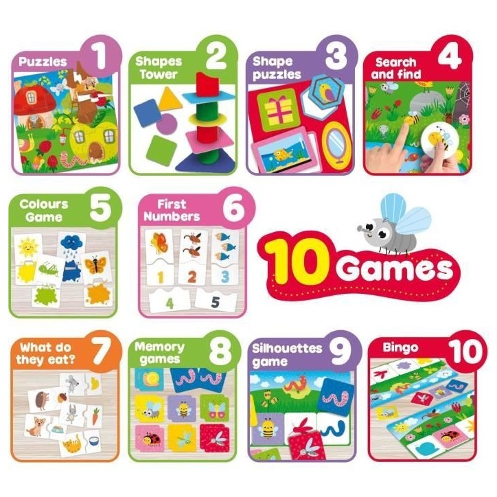 Collection de 10 jeux éducatifs - CAROTINA BABY - Tour d'équilibre, Puzzle évolutif