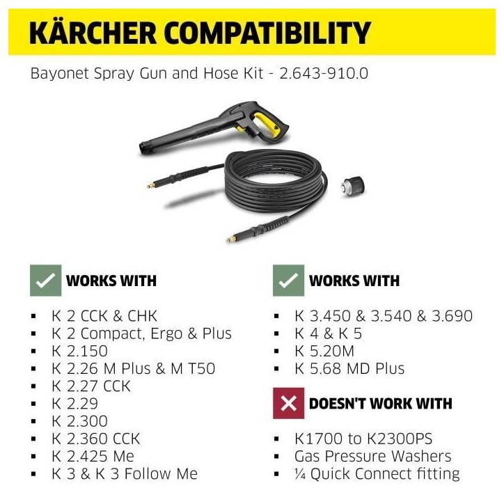 KÄRCHER Set quick coupling compatible avec toutes machines sauf modeles avec enrouleur KÄRCHER Set quick coupling compatible avec toutes machines sauf modeles avec enrouleur