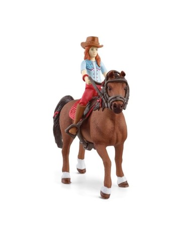 Figurine Cavaliere Hannah et Cayenne, des 5 ans, Schleich 42539 Horse Club - coffret, 15,1 x 7,9 x 18 cm