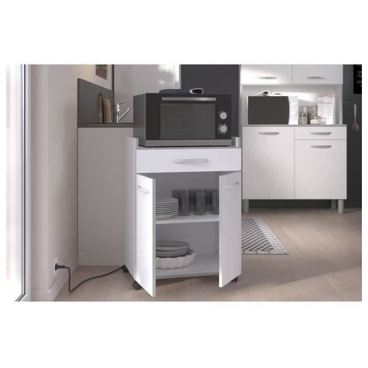 Desserte de cuisine L 60cm - Blanc mat - OSLO Desserte de cuisine L 60cm - Blanc mat - OSLO