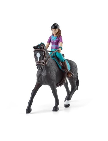 Figurine Cavaliere Lisa et Storm, coffret schleich avec 10 éléments inclus dont 1 cheval schleich hanovrien et sa cavaliere, c