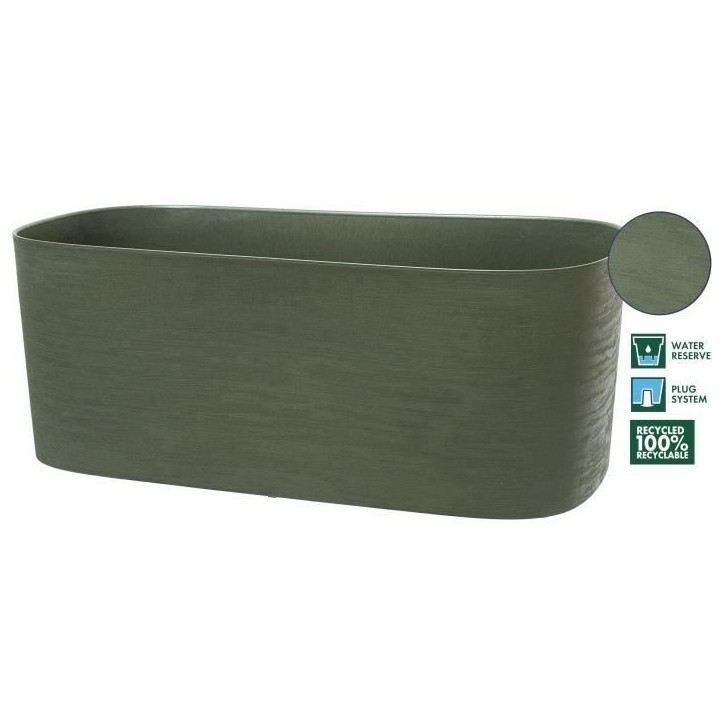 Jardiniere XL a réserve d'eau - GARDEN ID Respect - Vert de gris 80 x 38 cm - 100% déchets ménagers - 100% recyclable