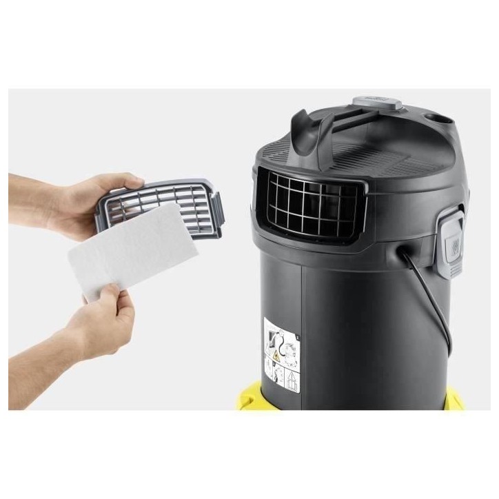 Filtre de sortie pour aspirateur Kärcher AD 4 Premium - Réduit la ré-émission de poussieres - Noir Filtre de sortie pour aspirateur Kärcher AD 4 Premium - Réduit la ré-émission de poussieres - Noir