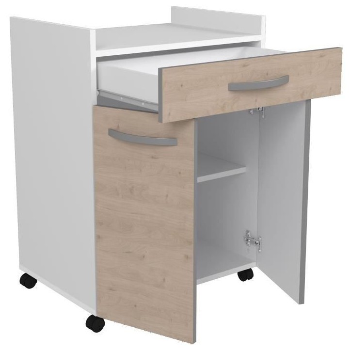 OSLO Desserte de 60 cm - 1 Tiroir et 1 Porte - L 60 x P 44 x H 81 cm - Coloris Chene OSLO Desserte de 60 cm - 1 Tiroir et 1 Porte - L 60 x P 44 x H 81 cm - Coloris Chene