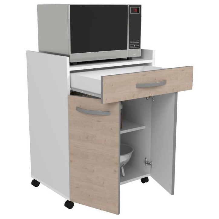 OSLO Desserte de 60 cm - 1 Tiroir et 1 Porte - L 60 x P 44 x H 81 cm - Coloris Chene OSLO Desserte de 60 cm - 1 Tiroir et 1 Porte - L 60 x P 44 x H 81 cm - Coloris Chene