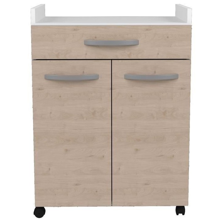 OSLO Desserte de 60 cm - 1 Tiroir et 1 Porte - L 60 x P 44 x H 81 cm - Coloris Chene OSLO Desserte de 60 cm - 1 Tiroir et 1 Porte - L 60 x P 44 x H 81 cm - Coloris Chene
