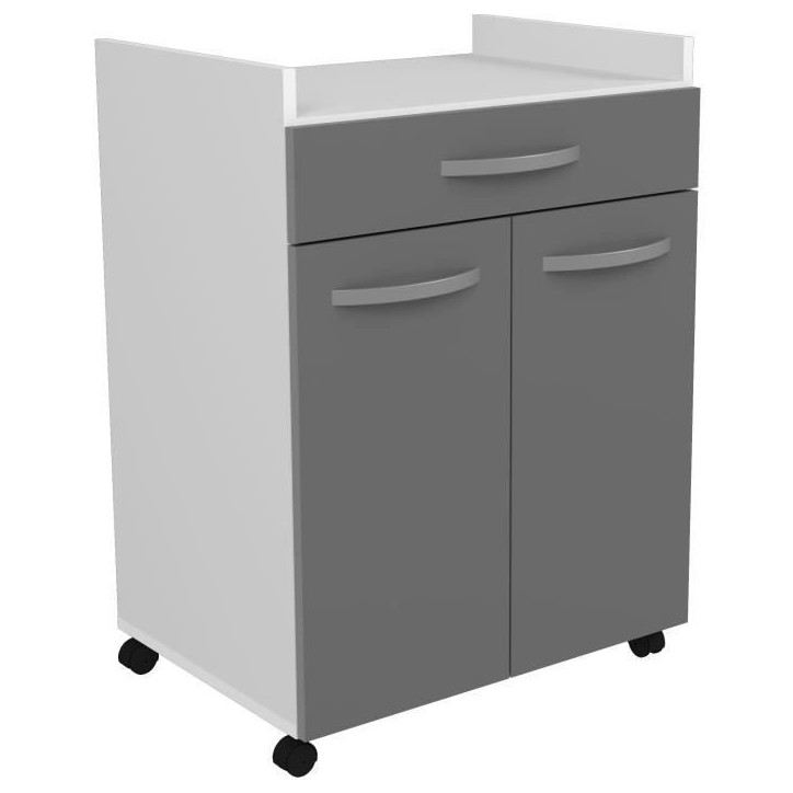 OSLO Desserte de 60 cm - 1 Tiroir et 1 Porte - L 60 x P 44 x H 81 cm - Coloris Gris brillant - EKIPA OSLO Desserte de 60 cm - 1 Tiroir et 1 Porte - L 60 x P 44 x H 81 cm - Coloris Gris brillant - EKIPA
