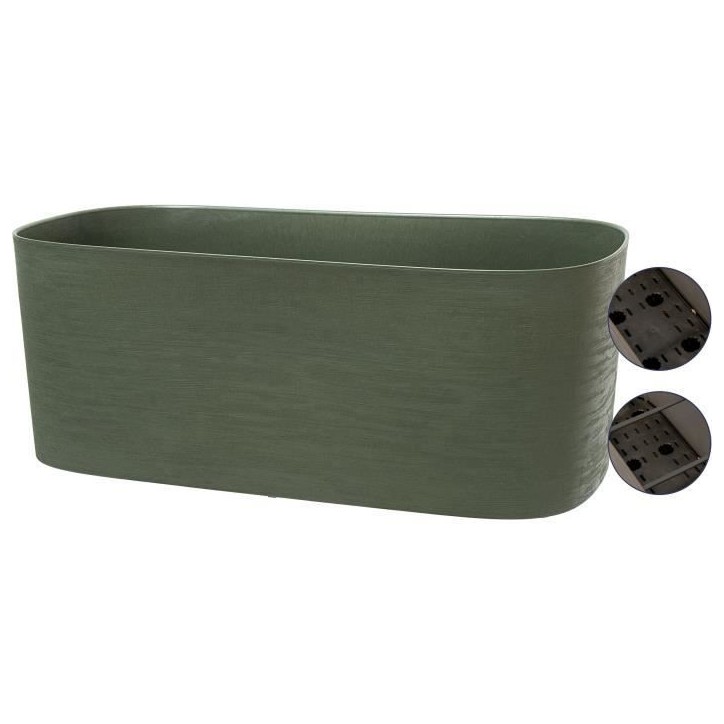 Jardiniere XL a réserve d'eau - GARDEN ID Respect - Vert de gris 80 x 38 cm - 100% déchets ménagers - 100% recyclable