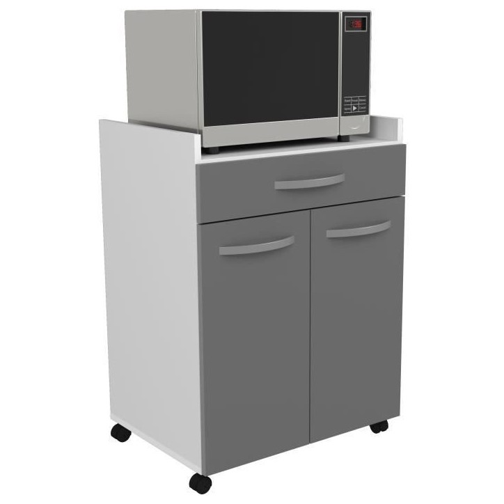 OSLO Desserte de 60 cm - 1 Tiroir et 1 Porte - L 60 x P 44 x H 81 cm - Coloris Gris brillant - EKIPA OSLO Desserte de 60 cm - 1 Tiroir et 1 Porte - L 60 x P 44 x H 81 cm - Coloris Gris brillant - EKIPA