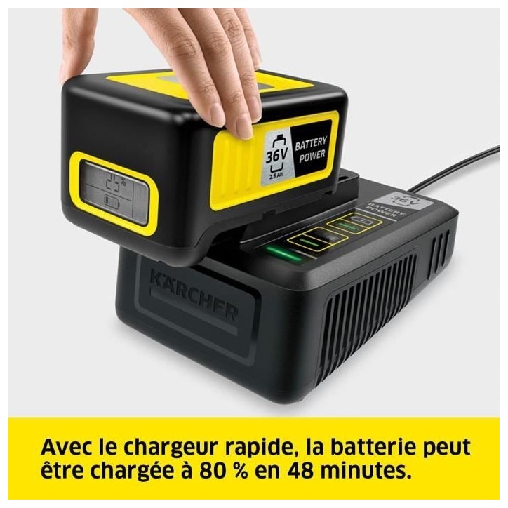 Batterie KARCHER POWER 36V / 2.5 Ah avec écran LCD et chargeur rapide Batterie KARCHER POWER 36V / 2.5 Ah avec écran LCD et chargeur rapide